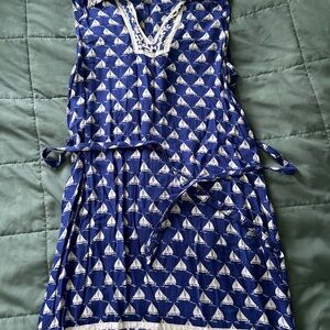 Blue Sailboat Print Dress